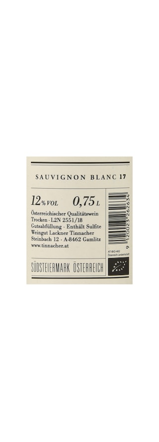 Autriche - Oostenrijk | Sudsteiermark | Tinnacher Sauvignon Blanc 2017 