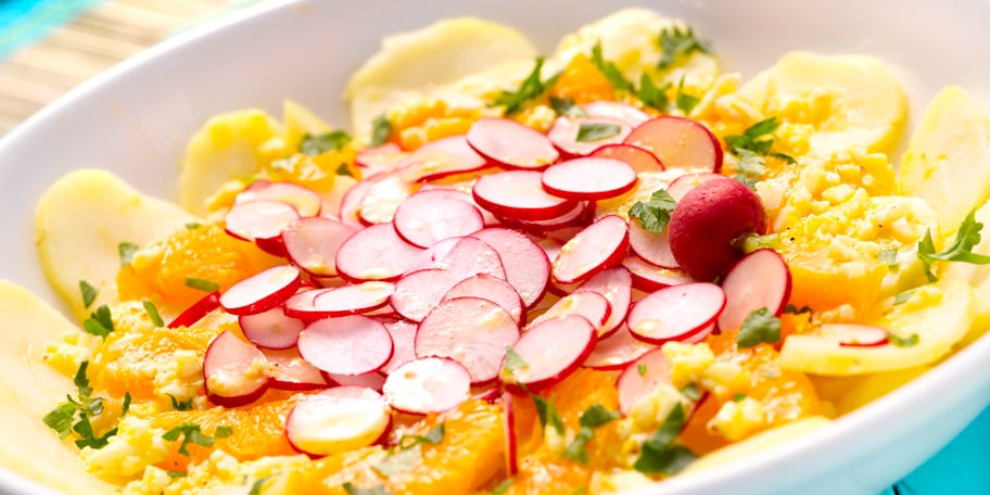 Salade de pommes de terre à l’orange et aux radis