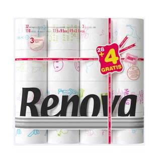 Renova | Toiletpapier | Klassiek wit | 28+4 