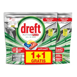 Dreft | Tablettes Lave-Vaisselle | Platinium Plus | Promopack 1+1 
