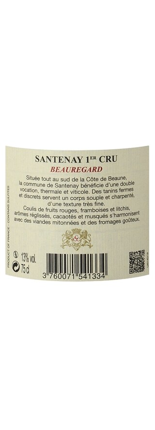 FR BOURGOGNE COTE DE BEAUNE | COTES DE BEAUNE | Santenay 1er Cru Beauregard 2013 Rood 