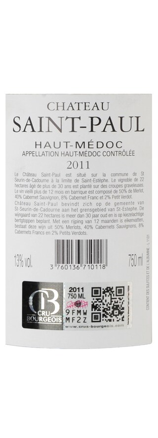 France - Frankrijk | Bordeaux Haut Medoc | Château Saint Paul 2011 