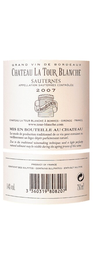 France - Frankrijk | Bordeaux Sauternes | Château La Tour Blanche 2007 | Blanc 