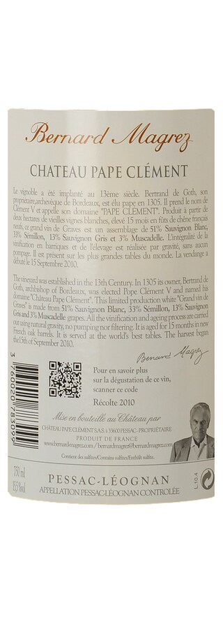 FR BORDEAUX PESSAC LEOGNAN | CHATEAU PAPE CLEMENT BLANC 2010 