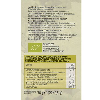 Delhaize | Bio | Kruidenthee | Munt | Zakjes | Fairtrade|Bio 