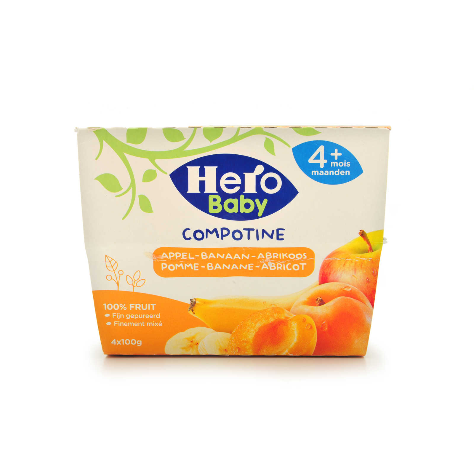 Hero Baby Baby Compote Pomme Banane Abricot 4 36 Mois 4 X 100 Gr Delhaize