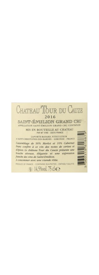 France - Frankrijk | Bordeaux - Saint-Emilion GC | Château Tour du Cauze 2016 