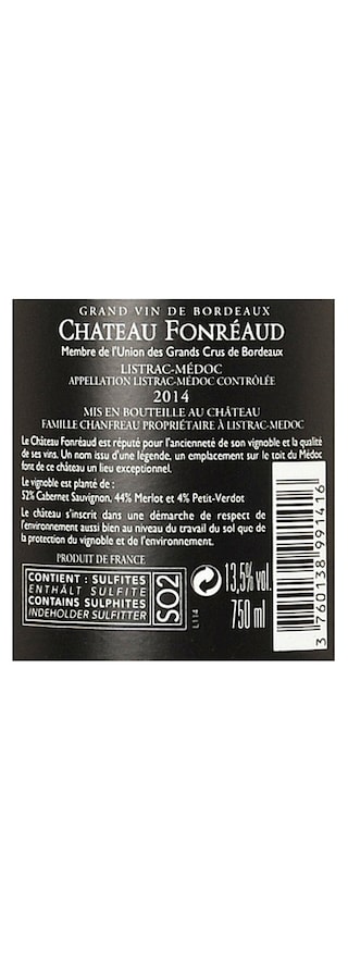 FR BORDEAUX LISTRAC | Château Fonreaud 14 Rouge 