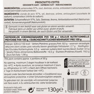 Delhaize | Prosciutto Cotto 130 gr