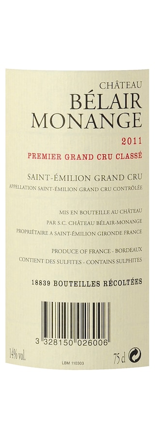 France - Frankrijk | CHATEAU BELAIR MONANGE 2011 