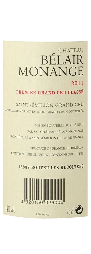 France - Frankrijk | CHATEAU BELAIR MONANGE 2011 