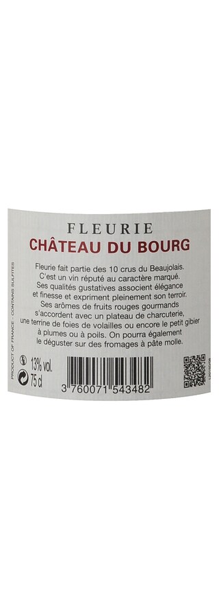 FR BOURGOGNE CRU DU BEAUJOLAIS | Bourgogne - Cru du Beaujolais | Fleurie Château du Bourg 2014 Rood 
