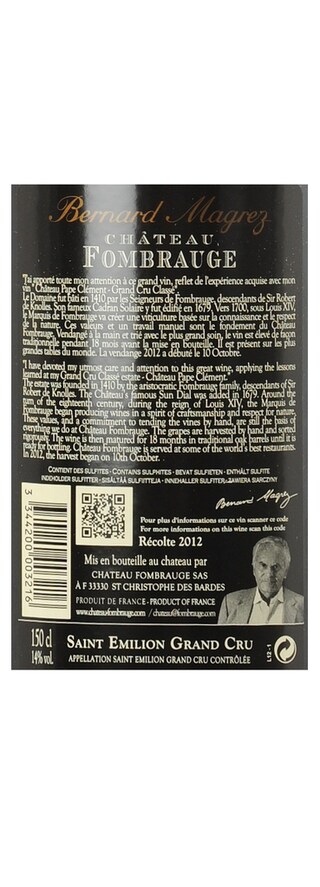 FR BORDEAUX SAINT EMILION GC | Château Fombrauge 2012 
