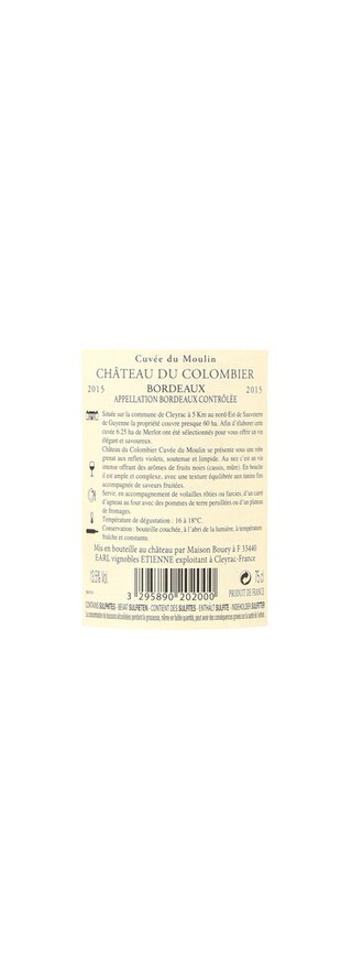 France - Frankrijk | Bordeaux - Bordeaux AC | Château du Colombier Cuvée du Moulin 15 