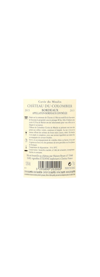 France - Frankrijk | Bordeaux - Bordeaux AC | Château du Colombier Cuvée du Moulin 15 