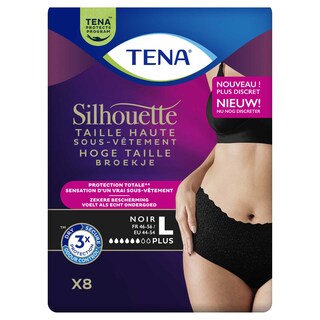 Tena | Ondergoed | Zwart | Plus | Large | 8st 8 st