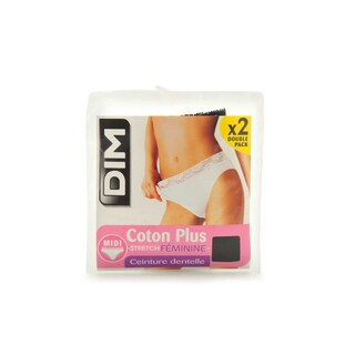 Dim | Paris | Slip Coton+ Dentelle midi | noir | 48/50 