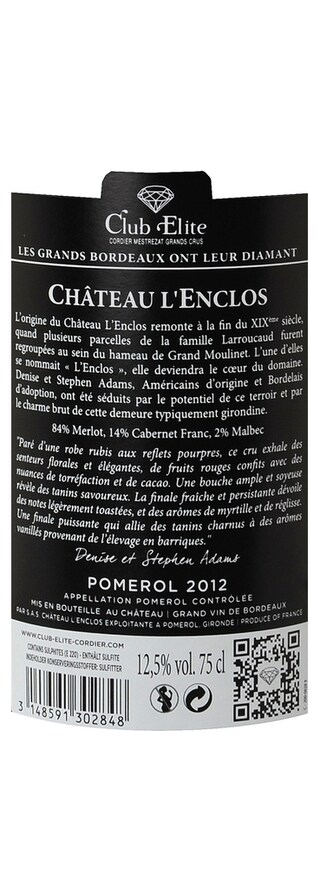 FR BORDEAUX POMEROL | Château  l'Enclos 2012 