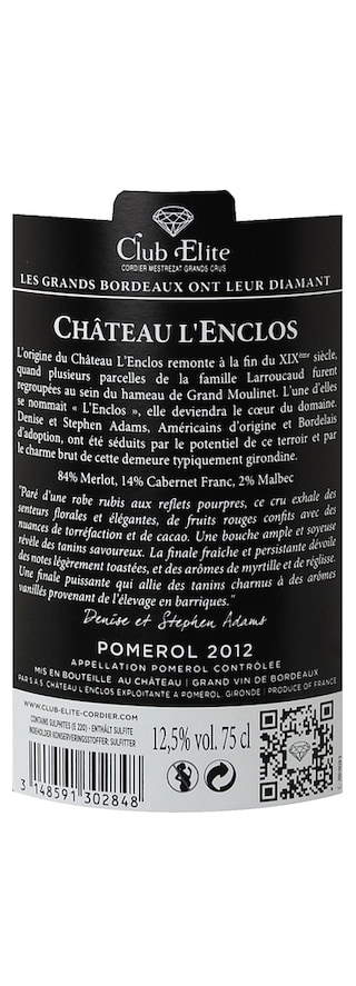 FR BORDEAUX POMEROL | Château  l'Enclos 2012 