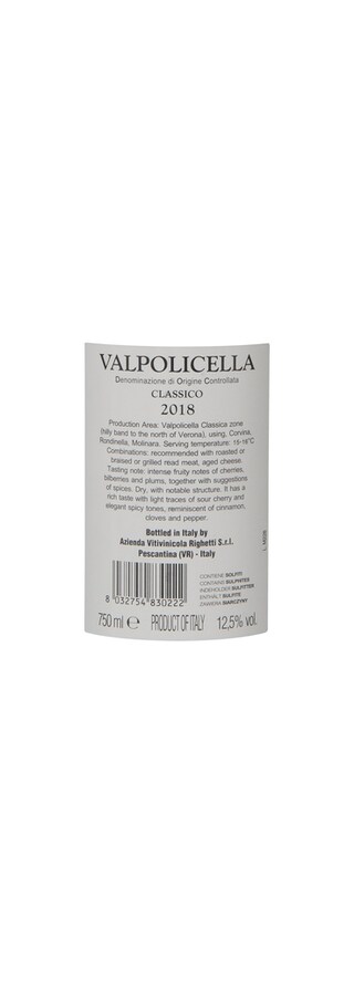 Italie - Italië | Veneto D.O.C. | Righetti Valpolicella Classico 2018 