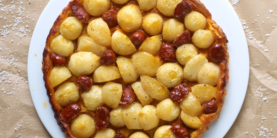 Tarte tatin aux navets et au chorizo