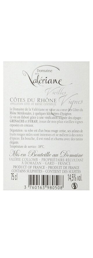 France - Frankrijk | Rhône - Côtes du Rhône | Côte du Rhône Valerianne 15 Rood 