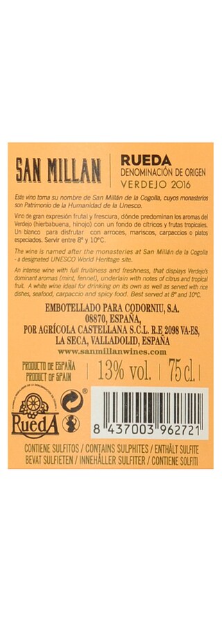 Espagne - Spanje | Ribera del Duero | Codorniu San Millan Verdejo Wit 