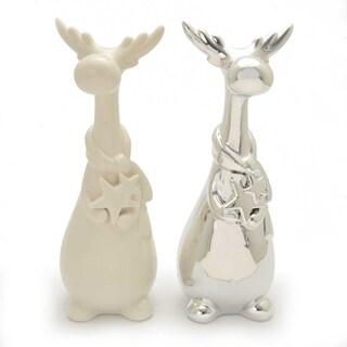 Delhaize | Home | Porseleinen hert | wit/zilver | 25cm 