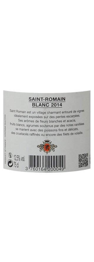 FR BOURGOGNE COTE DE BEAUNE | Bourgogne - Côte de Beaune | Saint Romain 2014 Blanc 