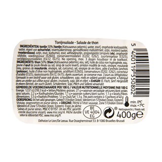Delhaize | Salade | Tonijn | Maxi pack | MSC 400 gr
