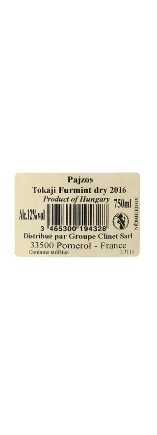 Hongrie - Hongarije | Tokaji | Château Pajzos Tokaji Furmint 16 