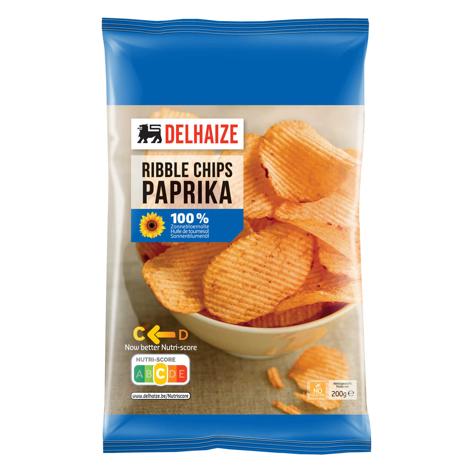 Delhaize Chips Ribbled Paprika 200 gr Delhaize