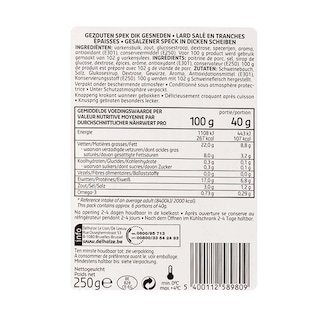 Delhaize | Gezouten spek | Sneden 