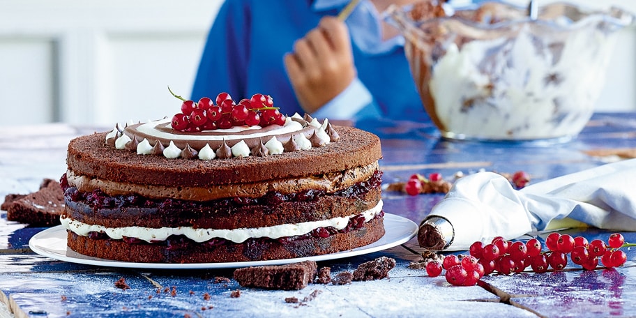 Mikado laagjescake met veenbessen