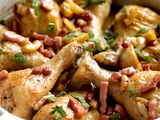 Kippenonderbouten gekonfijt in bier