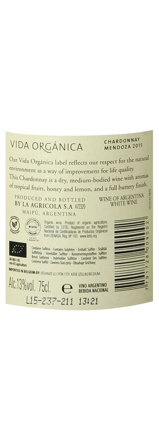 Argentine - Argentinië | Mendoza | Vida Organica Chardonnay Wit | Bio 