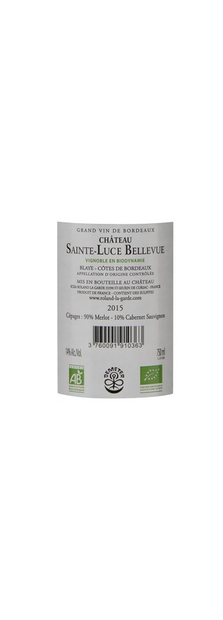 France - Frankrijk | Blaye Côte de Bordeaux | Château Sainte-Luce Bellevue 2015 Rouge|Bio 