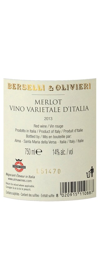 ITALIA - PIEMONTE-LOMBARDIA | Berselli & Olivieri Signature Merlot 13 Rouge 