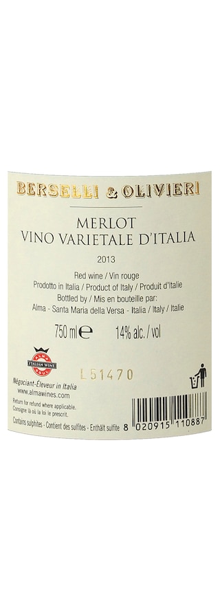 ITALIA - PIEMONTE-LOMBARDIA | Berselli & Olivieri Signature Merlot 13 Rouge 