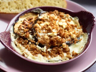 Gratin van aubergine en seitan