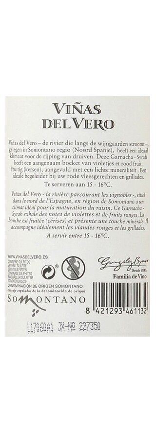 Espagne - Spanje | Aragon - Somontano | Vinas Del Vero Garnacha/Syrah Rouge 