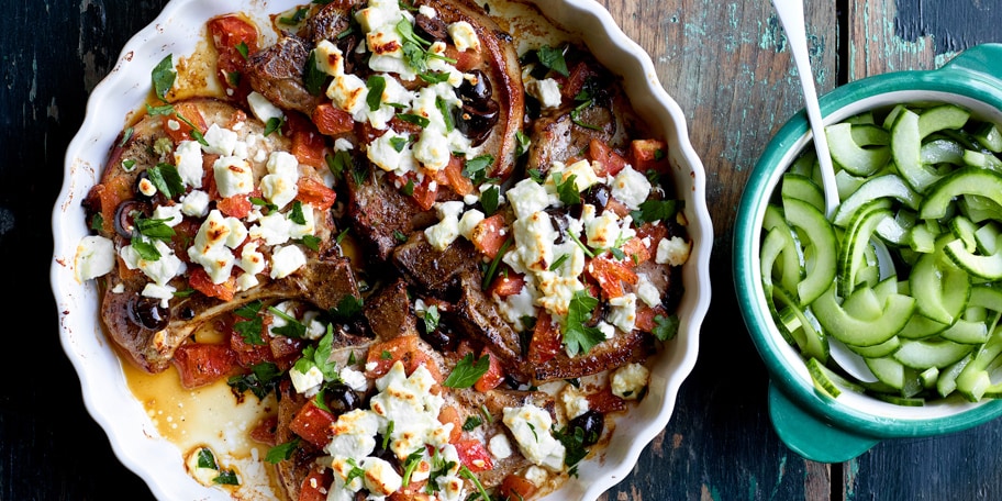 Varkenskoteletten gegratineerd met feta