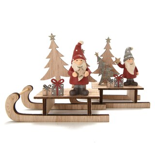 Delhaize | Santa traineau en bois | 3asst 