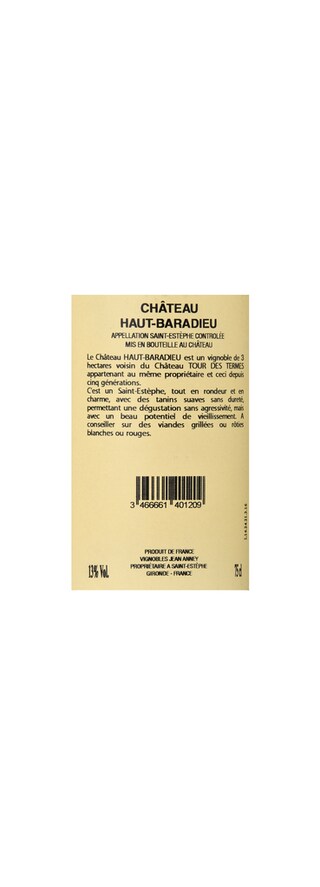France - Frankrijk | Bordeaux - Saint Estèphe | Château Haut Baradieu 2015 Rood 