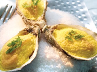 Gegratineerde oesters met sabayon van champagne