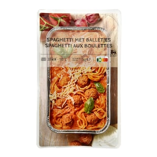 Delhaize | Spaghetti | Gehaktballetjes 