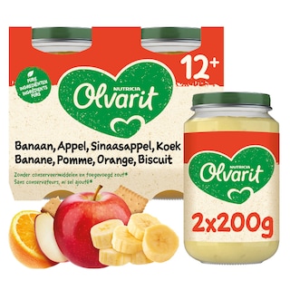 Olvarit | Panade | Banane Pomme Biscuit | 12M 