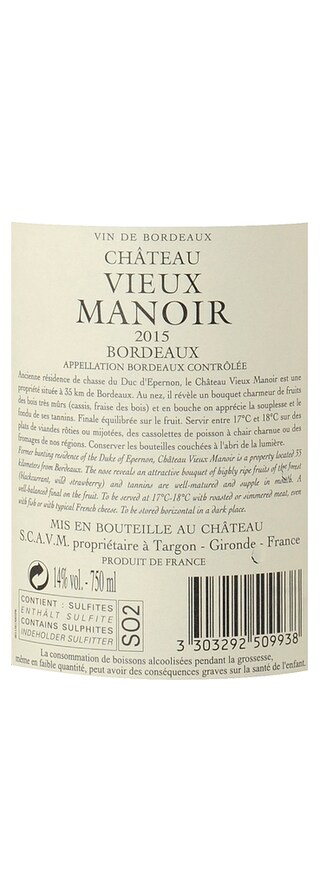 France - Frankrijk | Bordeaux - Bordeaux AC | Château Vieux Manoir 2015 Rouge 