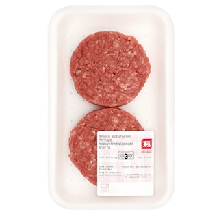 Delhaize | Burger boeuf&porc préparé 