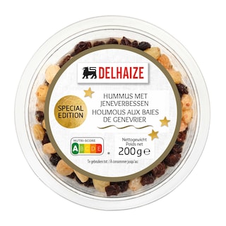 Delhaize | Houmous | Baies genévrier Grosseilles 